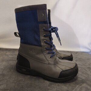 UGG Butte II Grey Gray Leather Short Snow Boots Size 4 Kid Youth = Women US 6